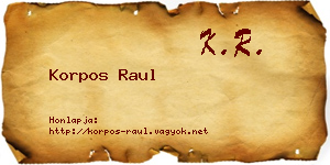 Korpos Raul névjegykártya